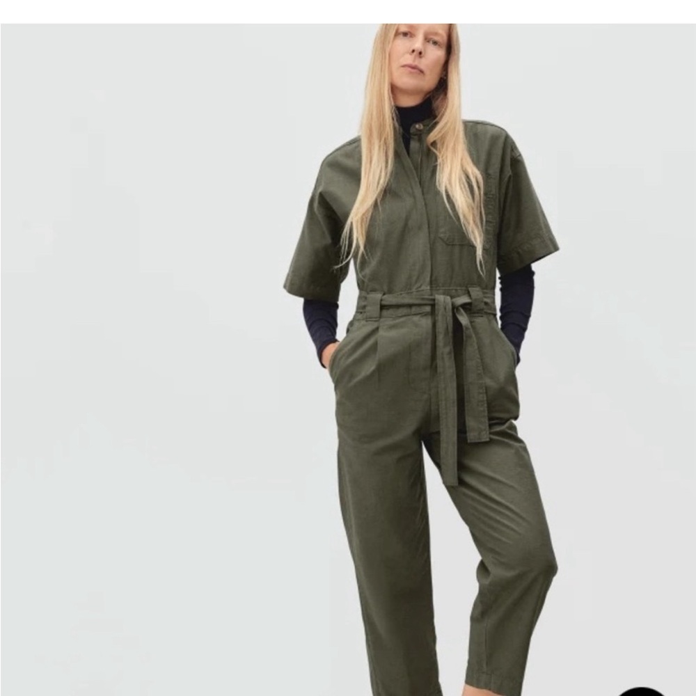 Everlane Organic Cotton Zip Up Jumpsuit Cropped Size 12